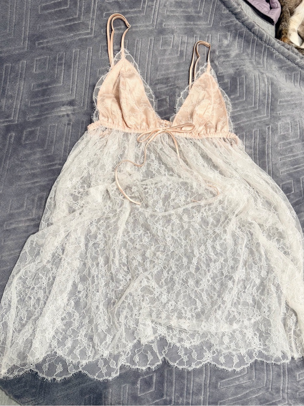 Victoria's Secret Lace Chemise in Blush and White